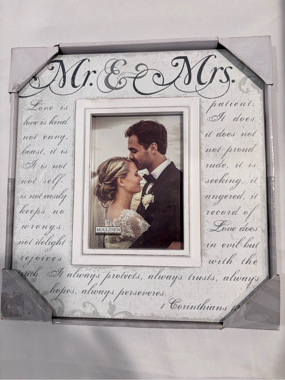 Malden Mr. & Mrs. White Script Wedding Photo Frame